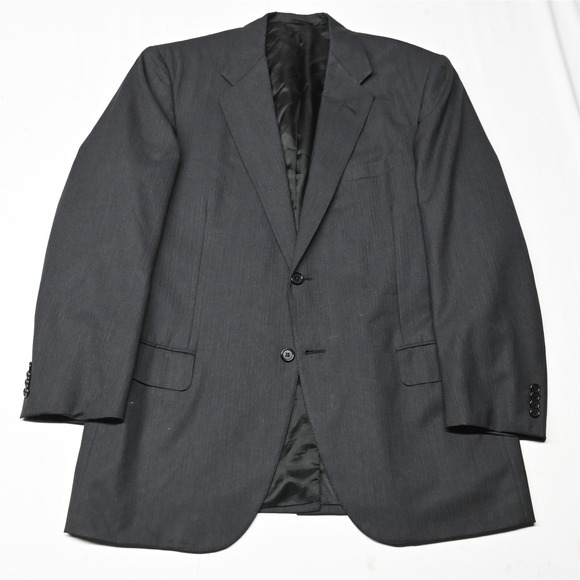Oxxford Clothes 44L Gray Herringbone Wool Mens‎ Blazer Suit Jacket Sport Coat
